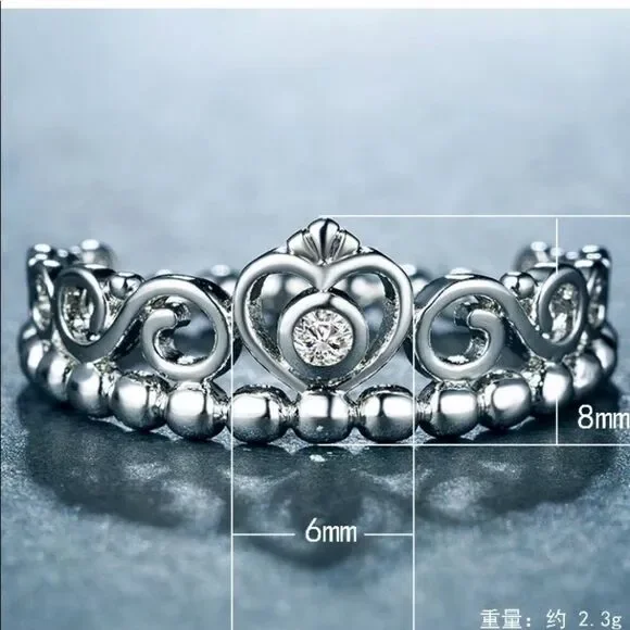 The Grace Kelly Sterling silver Princess ring w cubic zirconia sz 9 - Picture 4 of 7